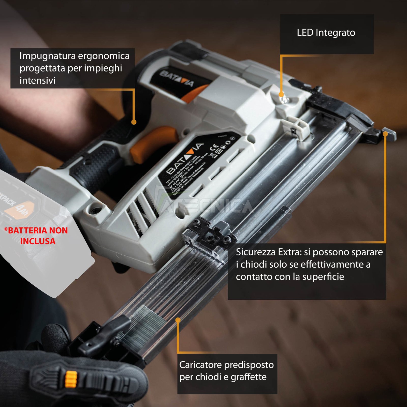 Graffatrice a batteria - Graffetta e pistola sparachiodi 18V