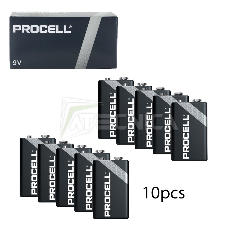10 batterie alcaline 9V Duracell Procell 9V 6LR61 pile trasinstor  professionali