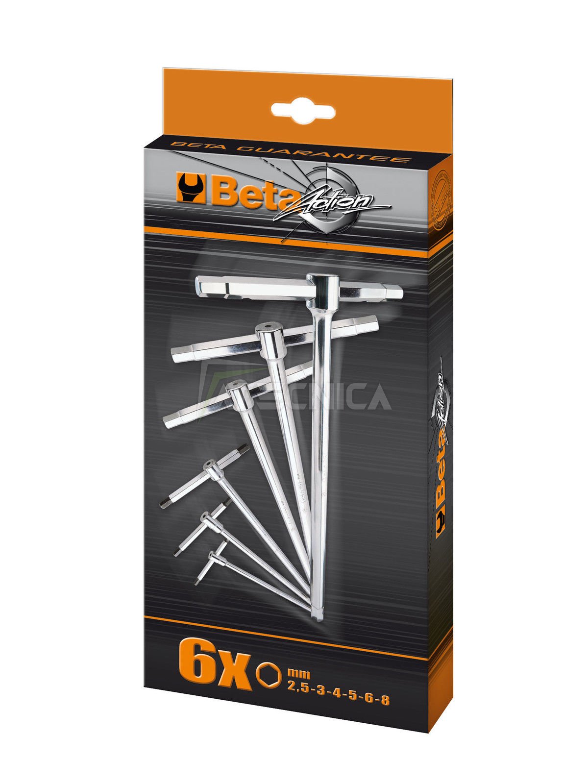 Serie di 6 chiavi a T esagonali Beta Tools 951/S6 con 3 estremità