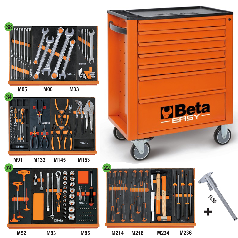 Carrello completo Beta C24EH 7 cassetti con 169 utensili industria  2400EH-VI