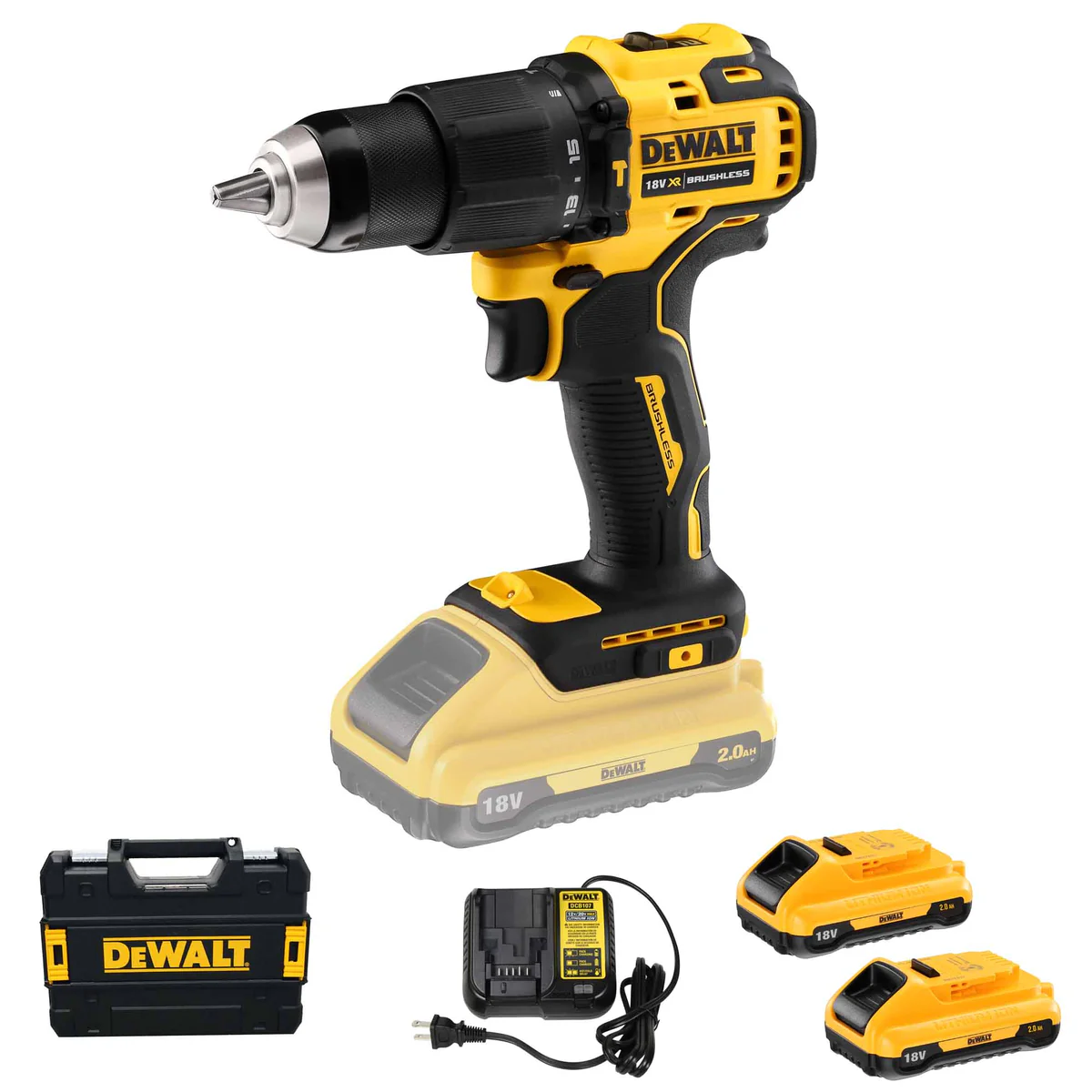 Trapano avvitatore a batteria con percussione DEWALT DCD709D2T 18V