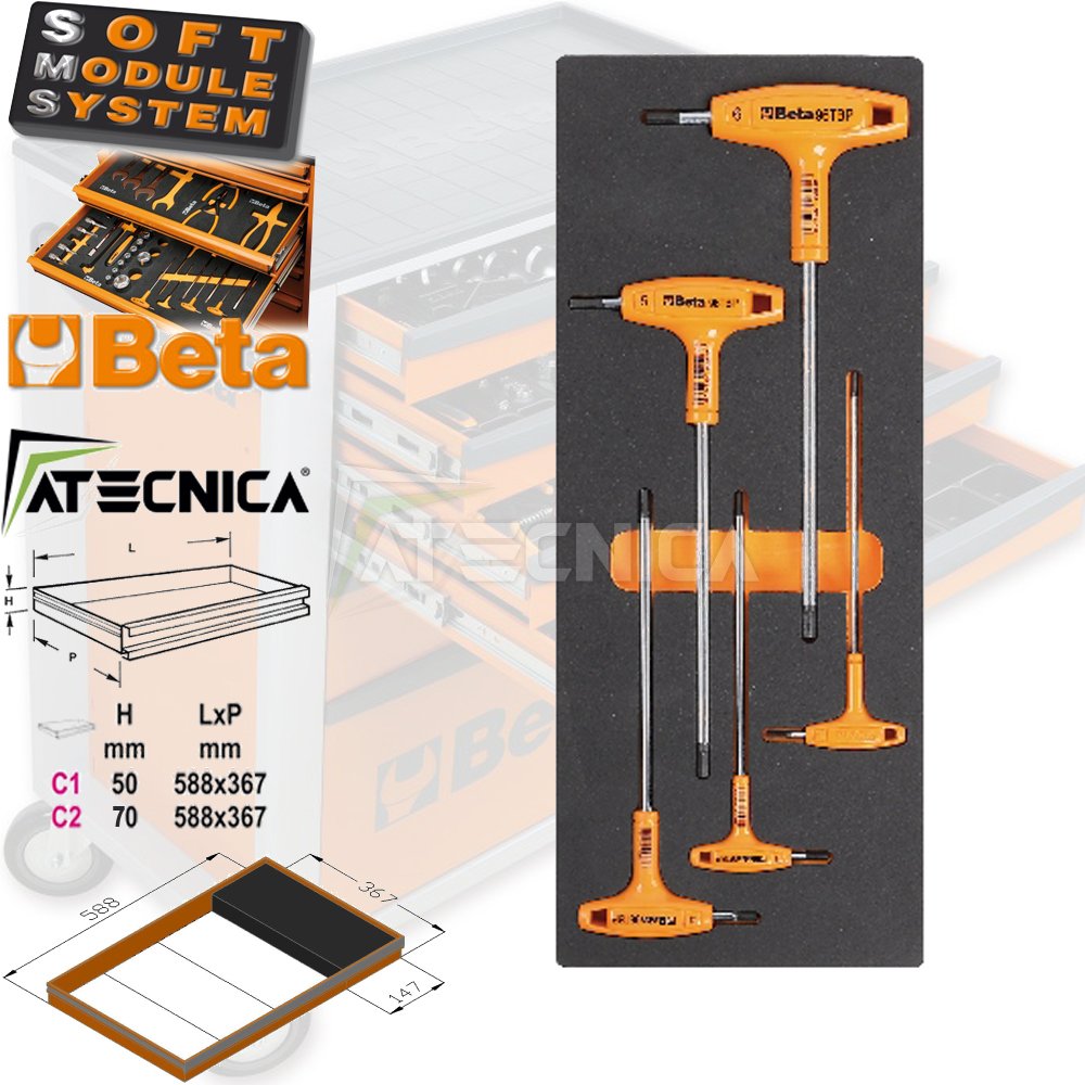Termoformato Beta M53 C1-147 5 utensili chiavi esagonali testa tonda 96TBP  2,5-6mm