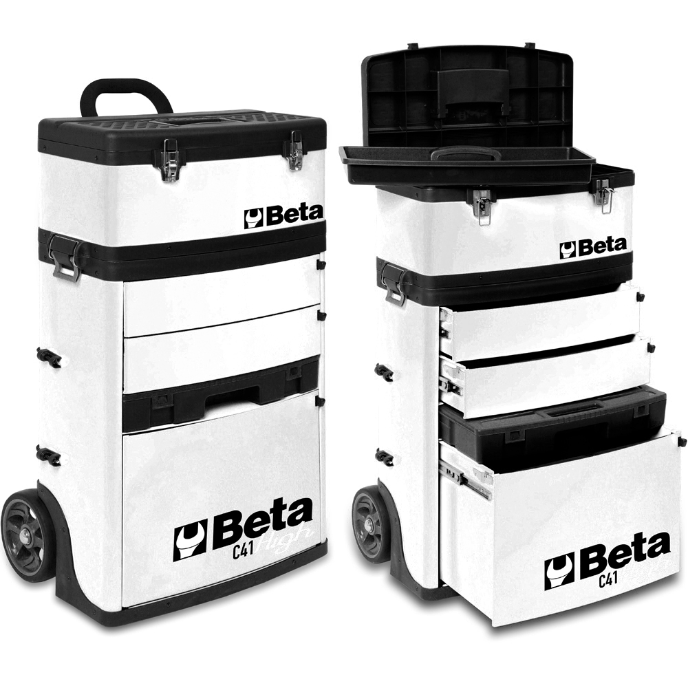 Trolley carrello Beta Tools C41H N cassettiera portautensili a 2 moduli nera 